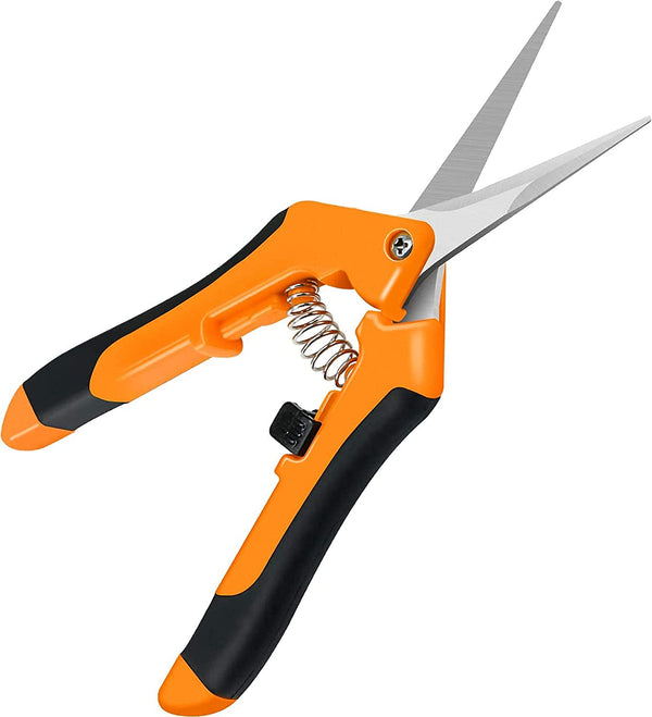 iPower 6.5 Inch Gardening Scissors Hand Pruner Pruning Shear with Straight Stainless Steel Blades, Orange, 1-Pack