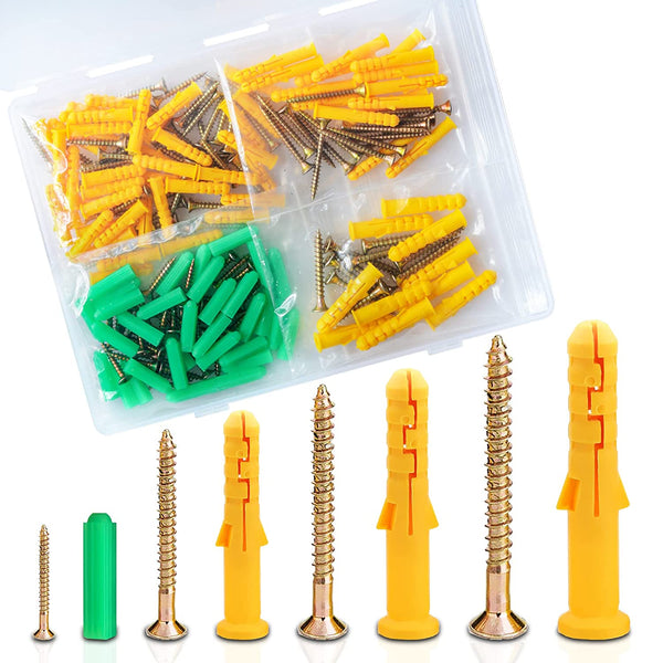 196PCS Drywall Anchors and Screws Kit, Esydon Screws with Anchors, Concrete Anchors and Galvanized Screws