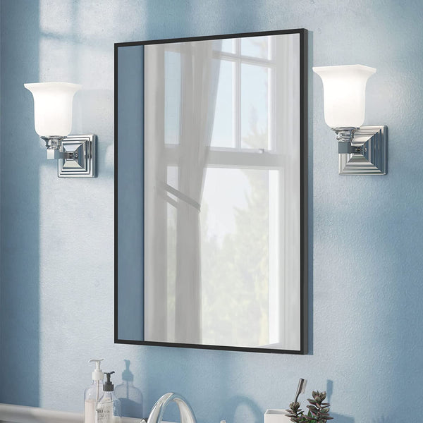 NeuType Large Bathroom Mirrors Wall Mounted Mirrors for Bathroom Bedroom Living Room,Vanity Mirror,Aluminum Alloy Thin Frame,Burst-Proof Glass (Black)