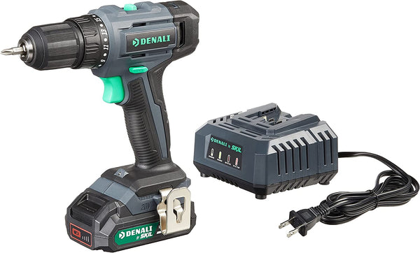 Amazon Brand - Denali by SKIL 20V Cordless Drill Driver Kit with 2.0Ah Lithium Battery and 2.4A Charger