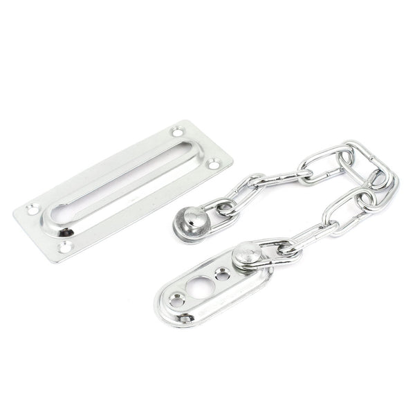 Uxcell Home Office Hardware Sliding Fastener Door Chain Guard Security Lock Latch Silver Tone