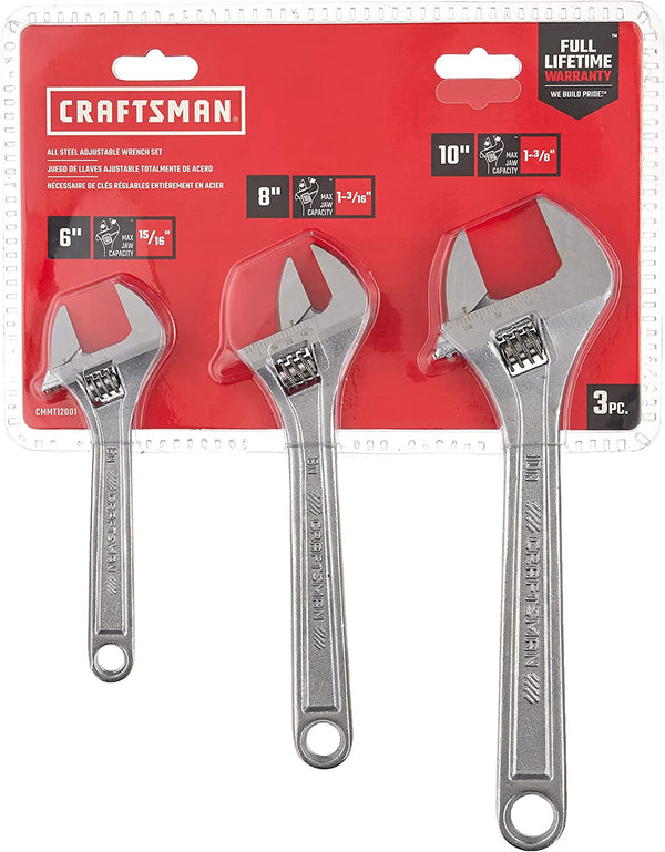 CRAFTSMAN Adjustable Wrench Set, 3-Piece (CMMT12001)