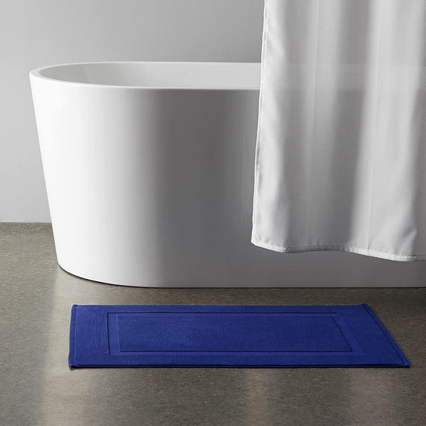 Amazon Basics Banded Bathroom Bath Rug Mat - 20 x 31 Inch, Navy