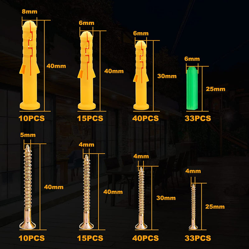 196PCS Drywall Anchors and Screws Kit, Esydon Screws with Anchors, Concrete Anchors and Galvanized Screws